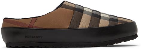 burberry brown & beige northaven check slippers|Burberry birch brown.